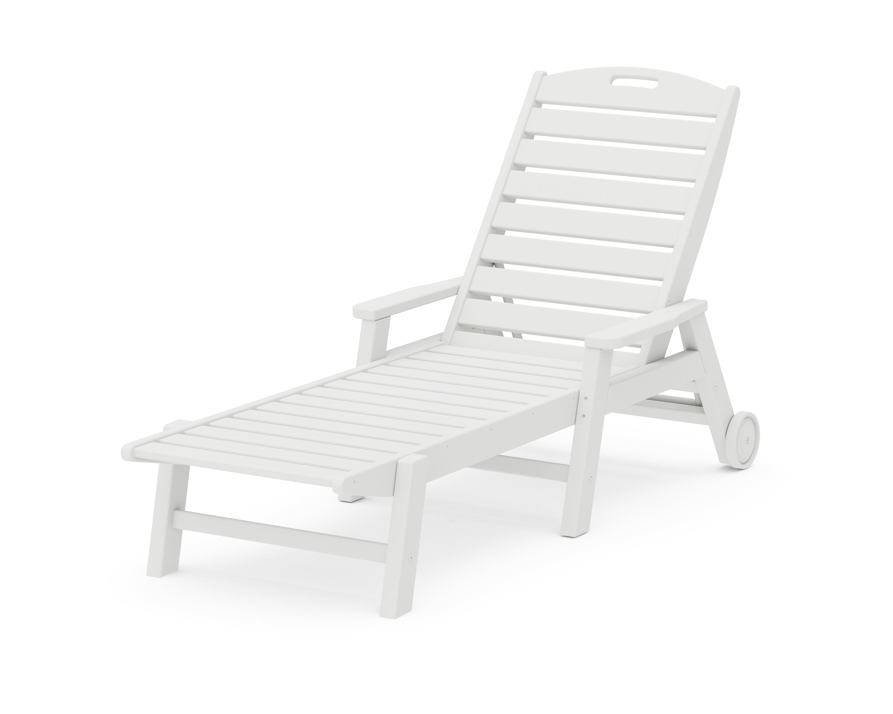 POLYWOOD® Nautical Chaise with Arms & Wheels in White