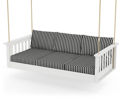 POLYWOOD® Vineyard Daybed Swing in White / Shore Classic
