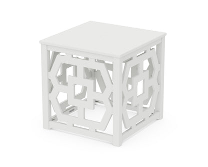 Martha Stewart by POLYWOOD® Chinoiserie Umbrella Stand Accent Table in White