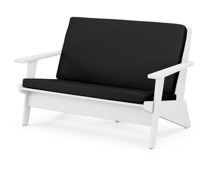 POLYWOOD® Riviera Modern Lounge Loveseat in White / Canvas Black
