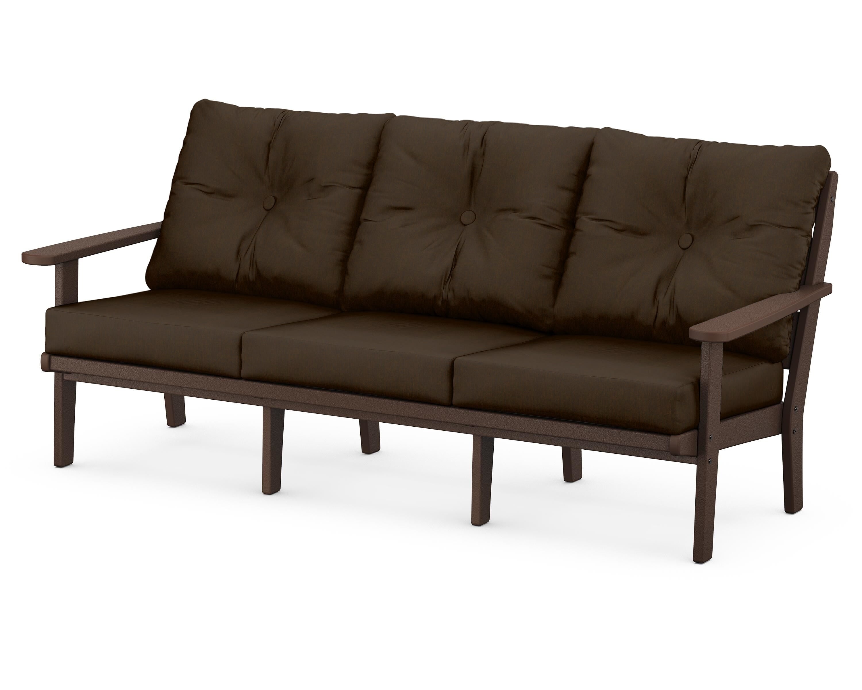 POLYWOOD® Lakeside Deep Seating Sofa in Mahogany / Canvas Java