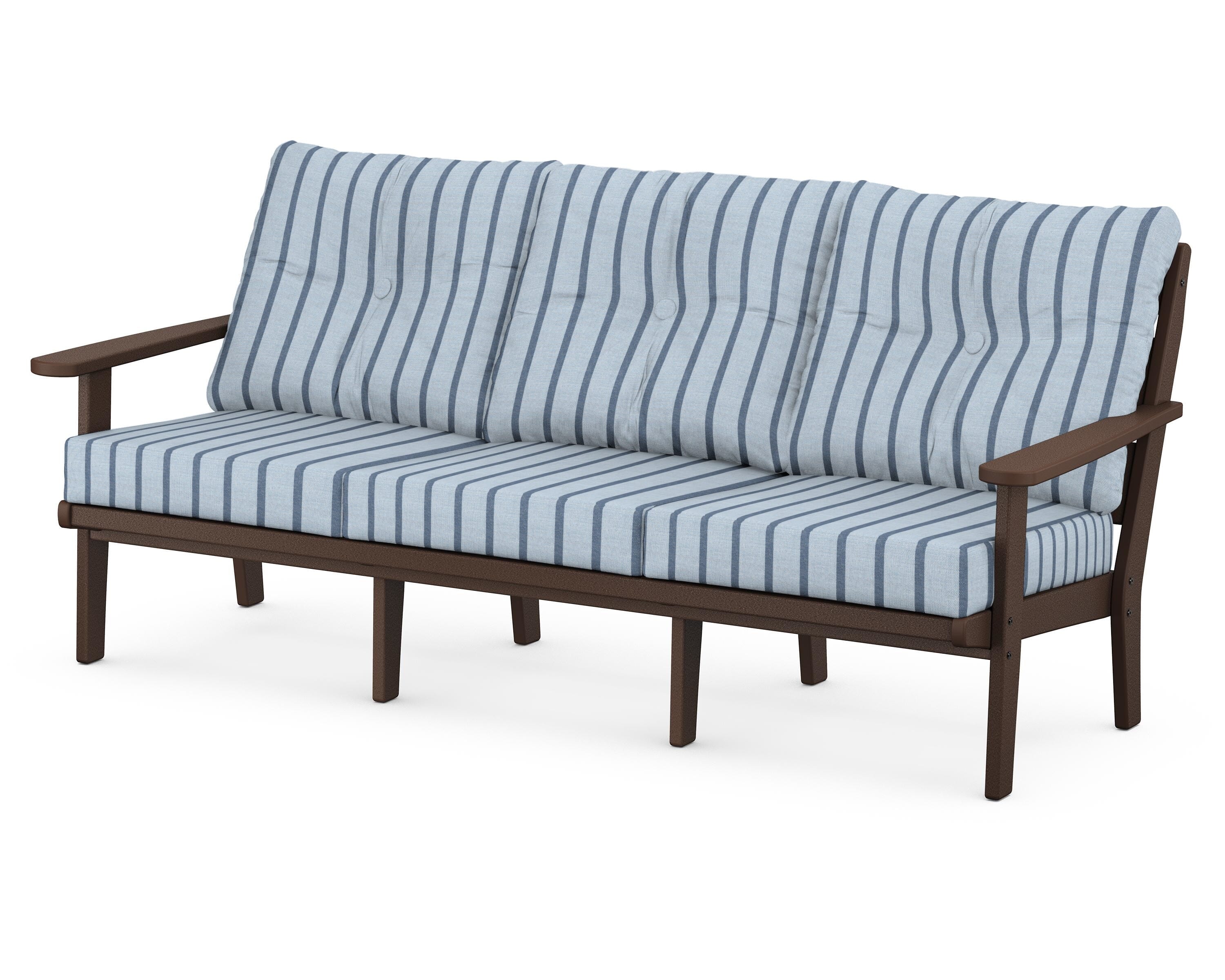 POLYWOOD® Lakeside Deep Seating Sofa in Mahogany / Unwind Sky