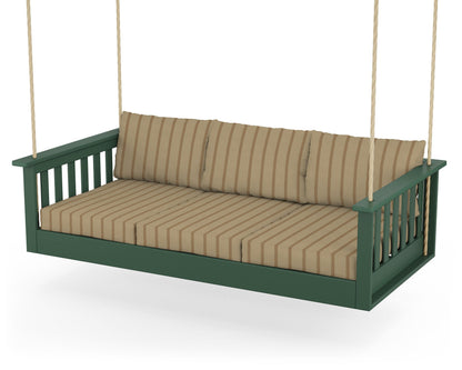 POLYWOOD® Vineyard Daybed Swing in Green / Unwind Driftwood