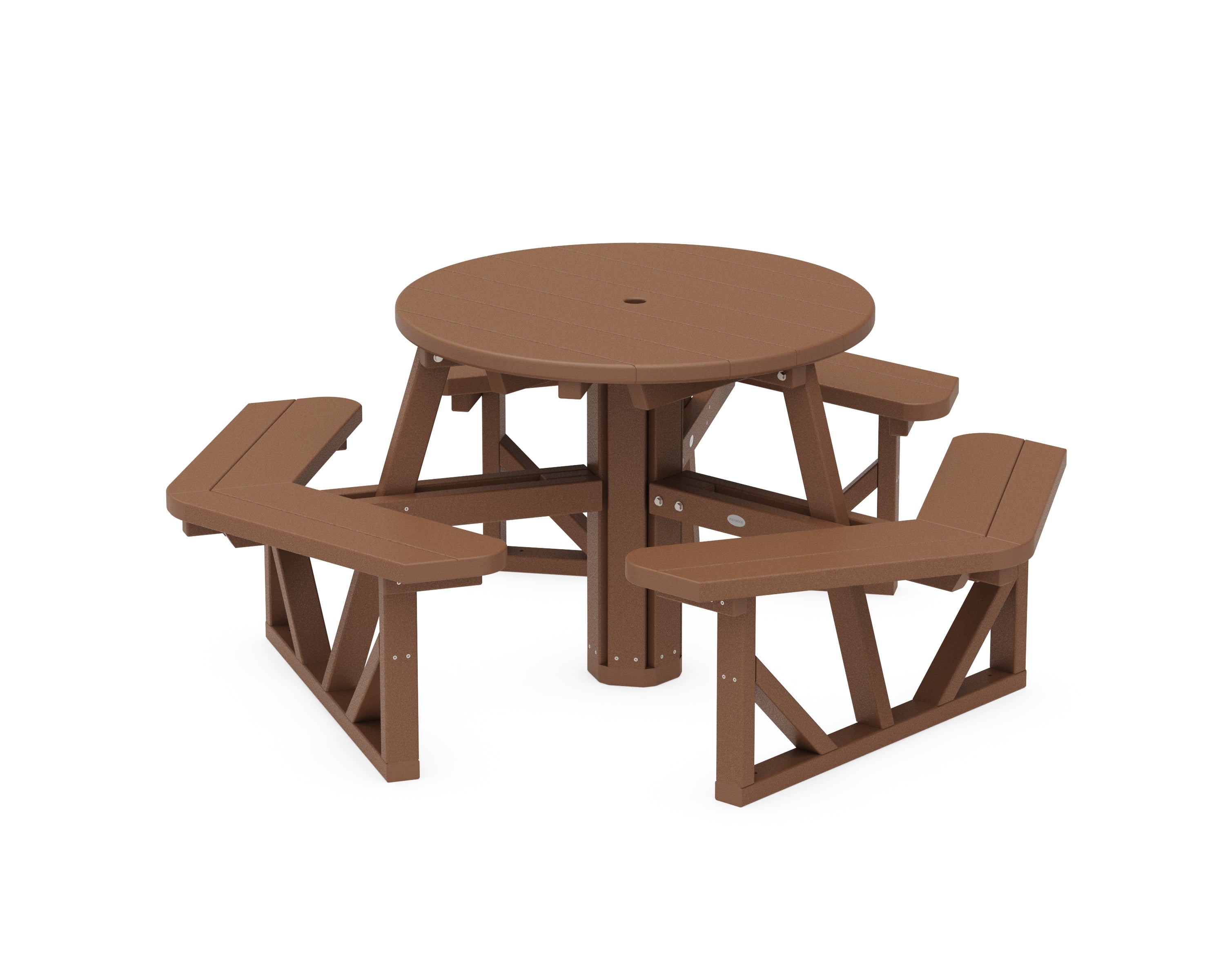 POLYWOOD® Park 36" Round Picnic Table in Teak