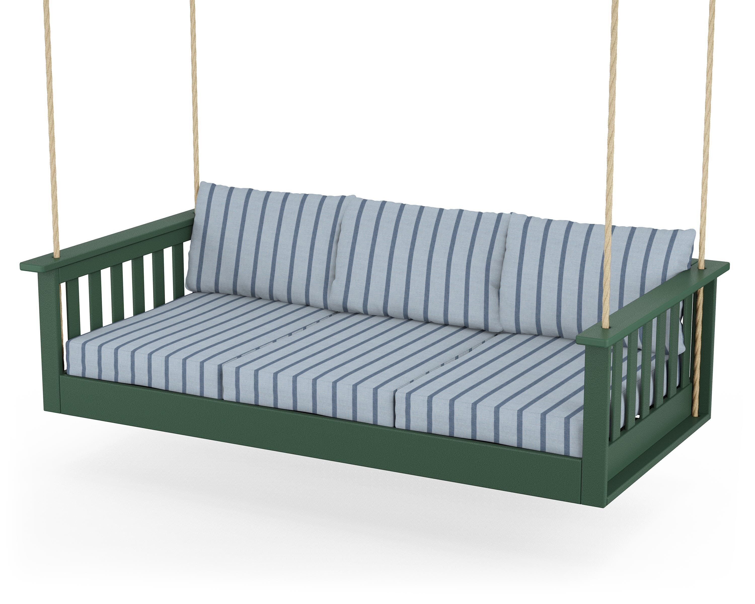 POLYWOOD® Vineyard Daybed Swing in Green / Unwind Sky