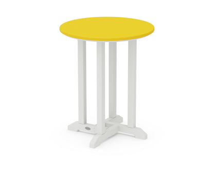 POLYWOOD® Contempo 24" Round Dining Table in White / Lemon