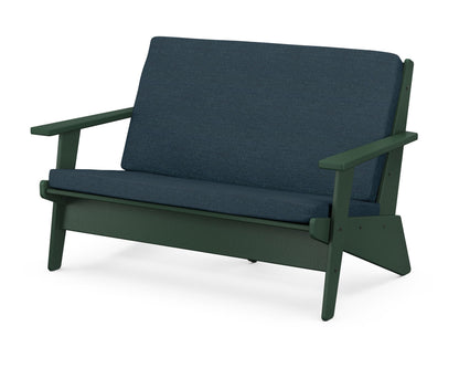 POLYWOOD® Riviera Modern Lounge Loveseat in Green / Platform Indigo