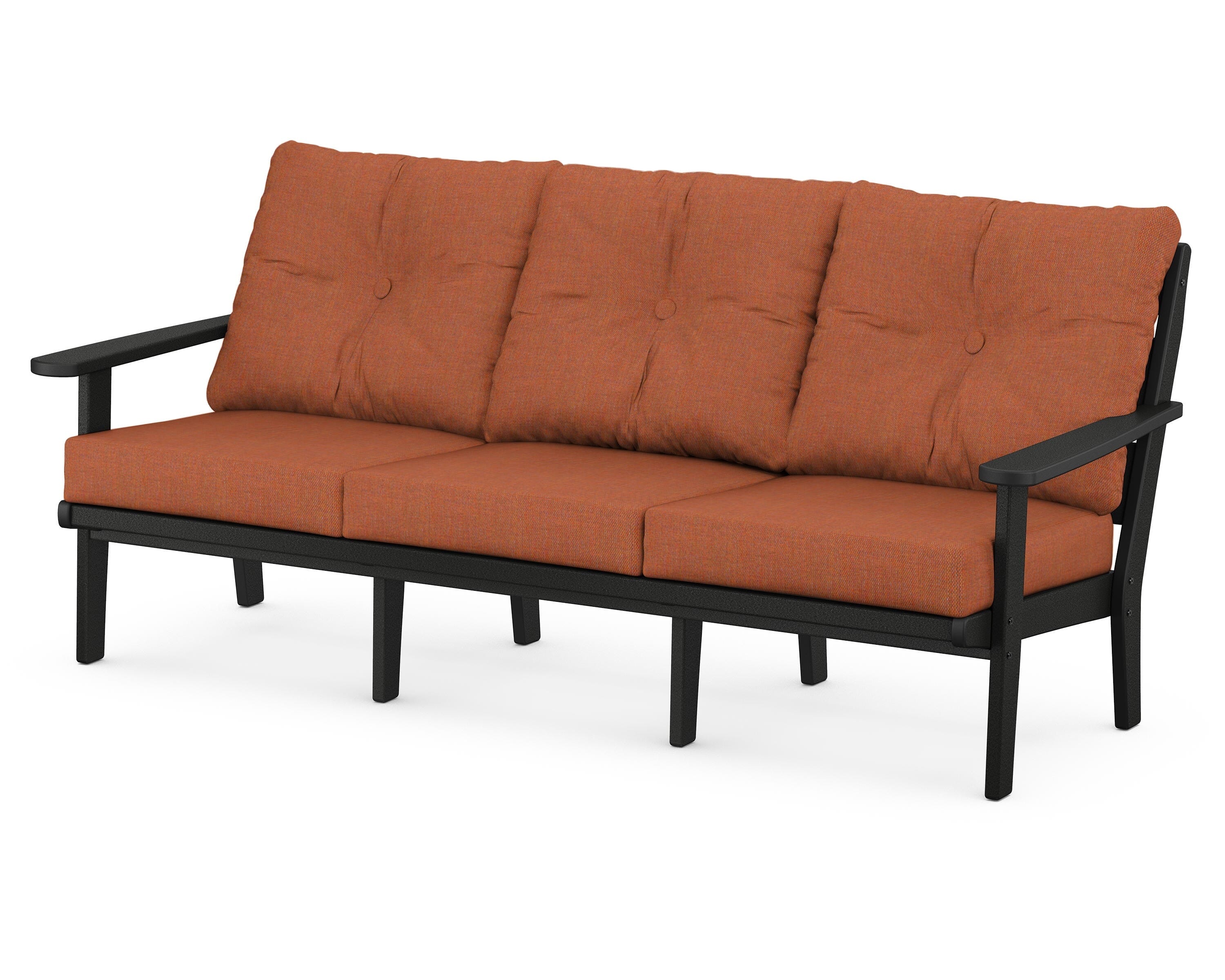POLYWOOD® Lakeside Deep Seating Sofa in Black / Play Adobe
