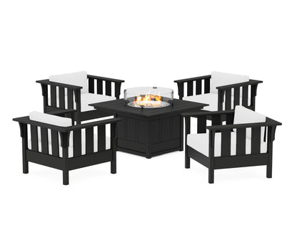 Martha Stewart by POLYWOOD® Acadia 5-Piece Deep Seating Set with Fire Pit Table in Black / Natural