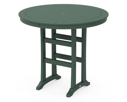 POLYWOOD® Nautical Trestle 48" Round Bar Table in Green