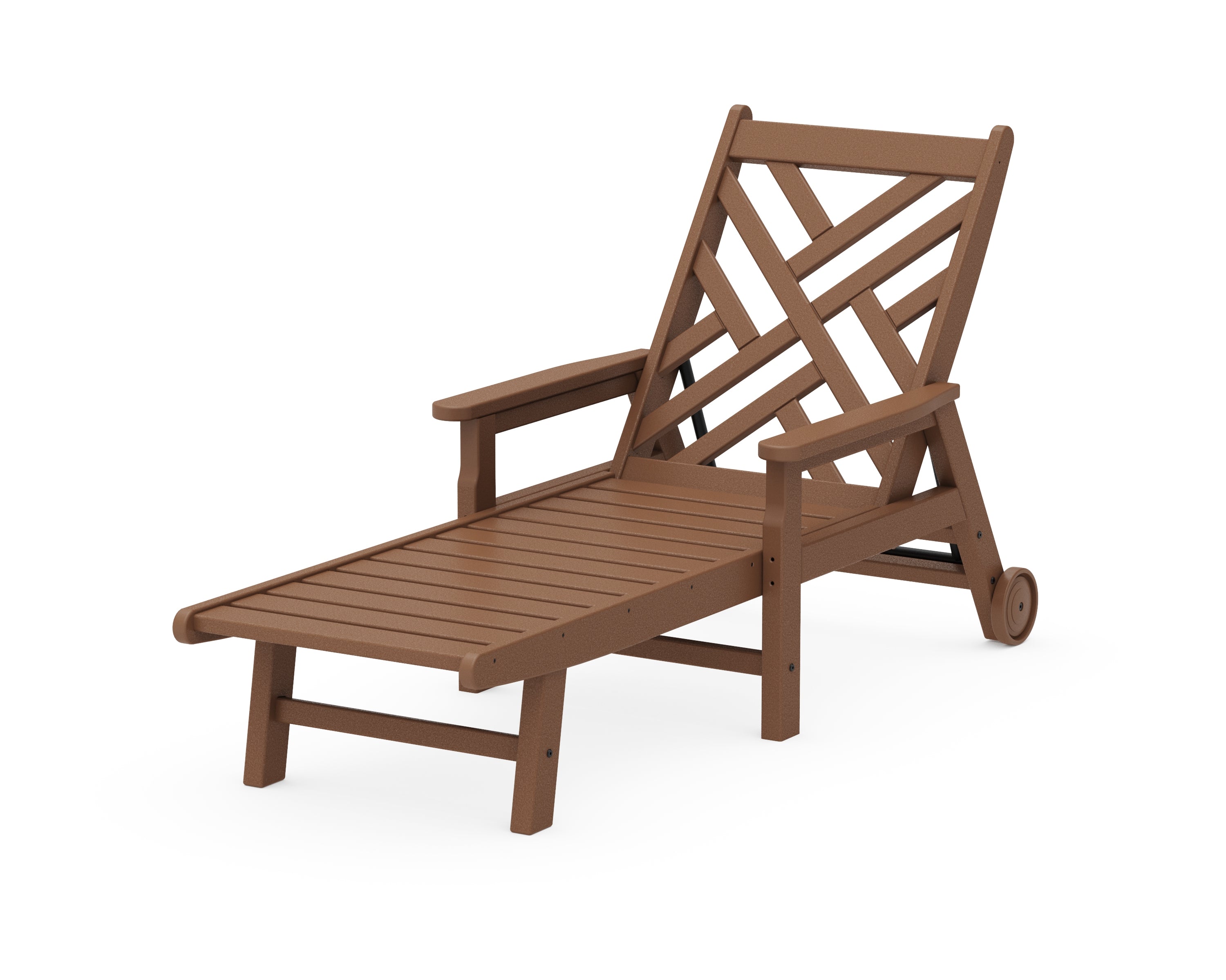 POLYWOOD® Chippendale Chaise with Arms and Wheels in Teak