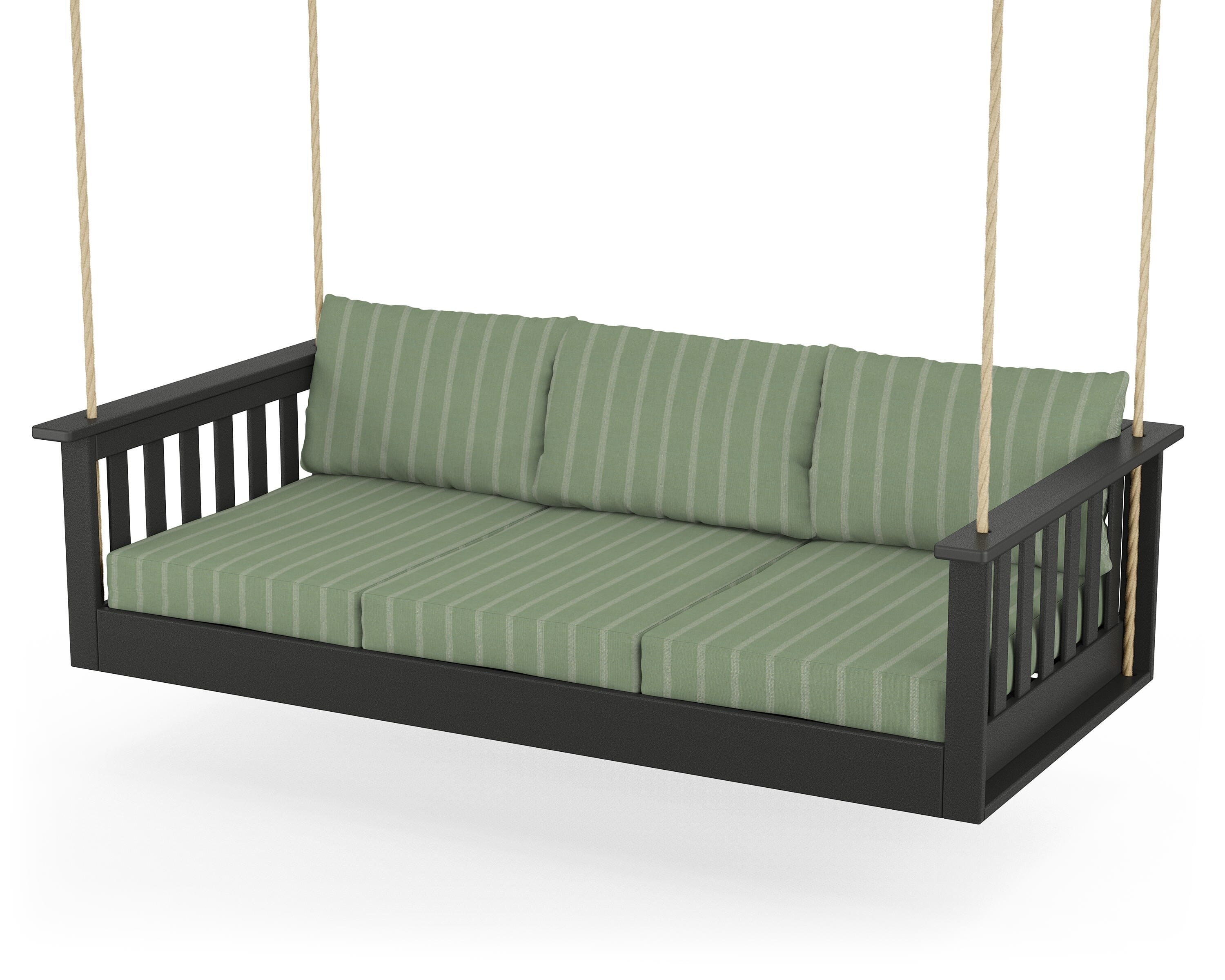 POLYWOOD® Vineyard Daybed Swing in Black / Unwind Rainwashed