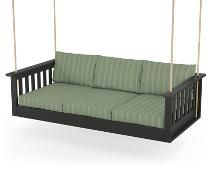 POLYWOOD® Vineyard Daybed Swing in Black / Unwind Rainwashed