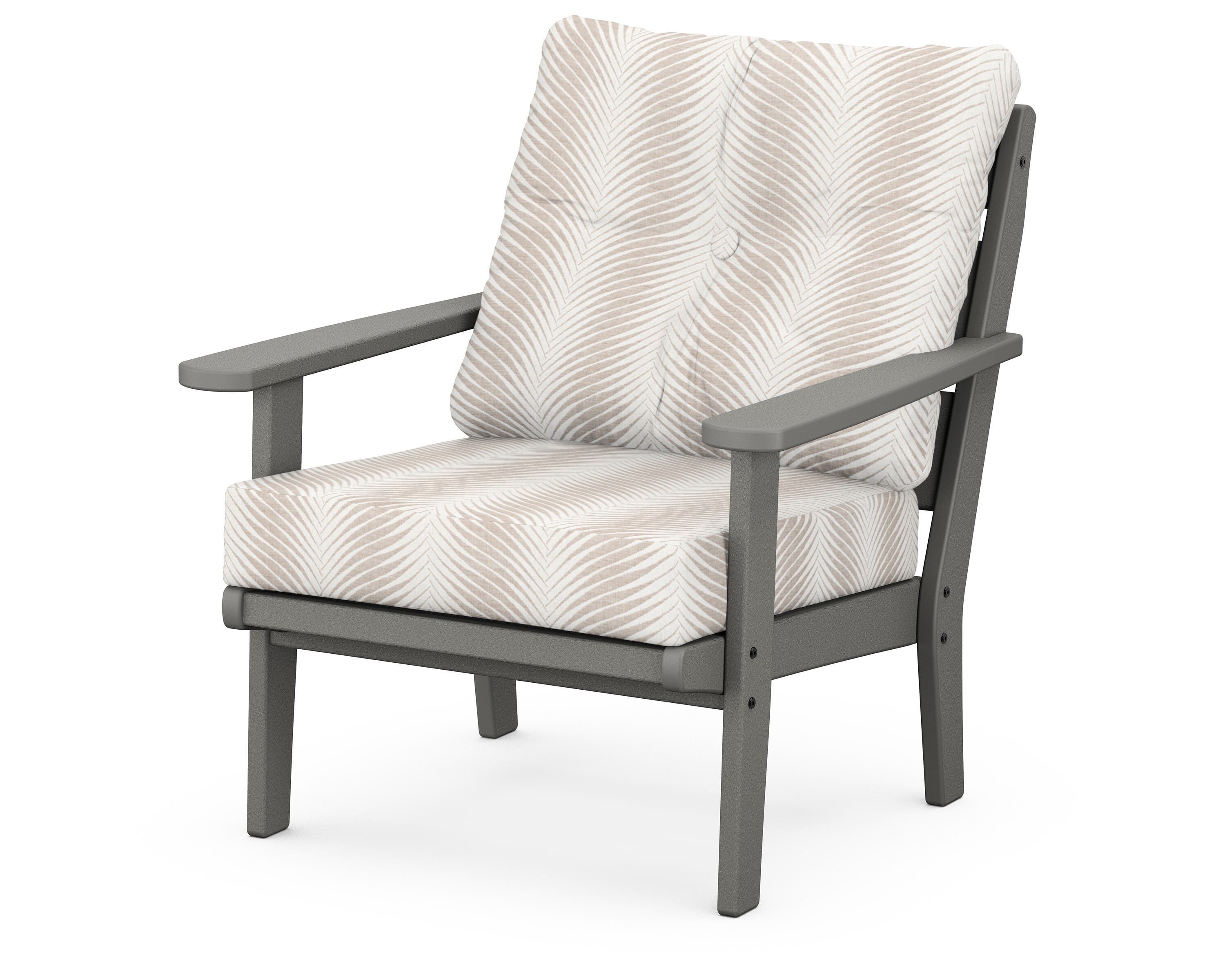 POLYWOOD® Lakeside Deep Seating Chair in Slate Grey / Clock Out Cloud