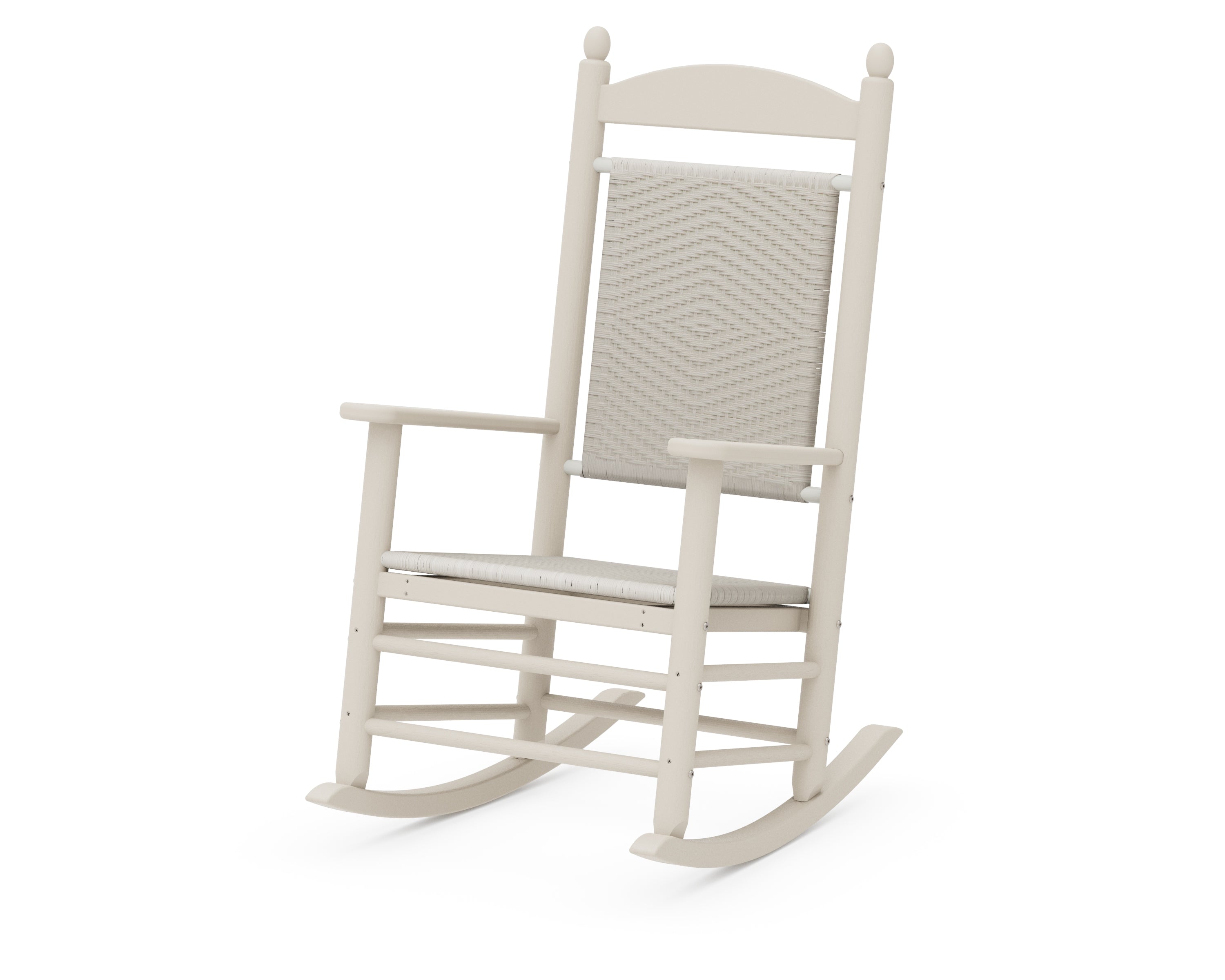POLYWOOD® Jefferson Woven Rocking Chair in Sand / White Loom