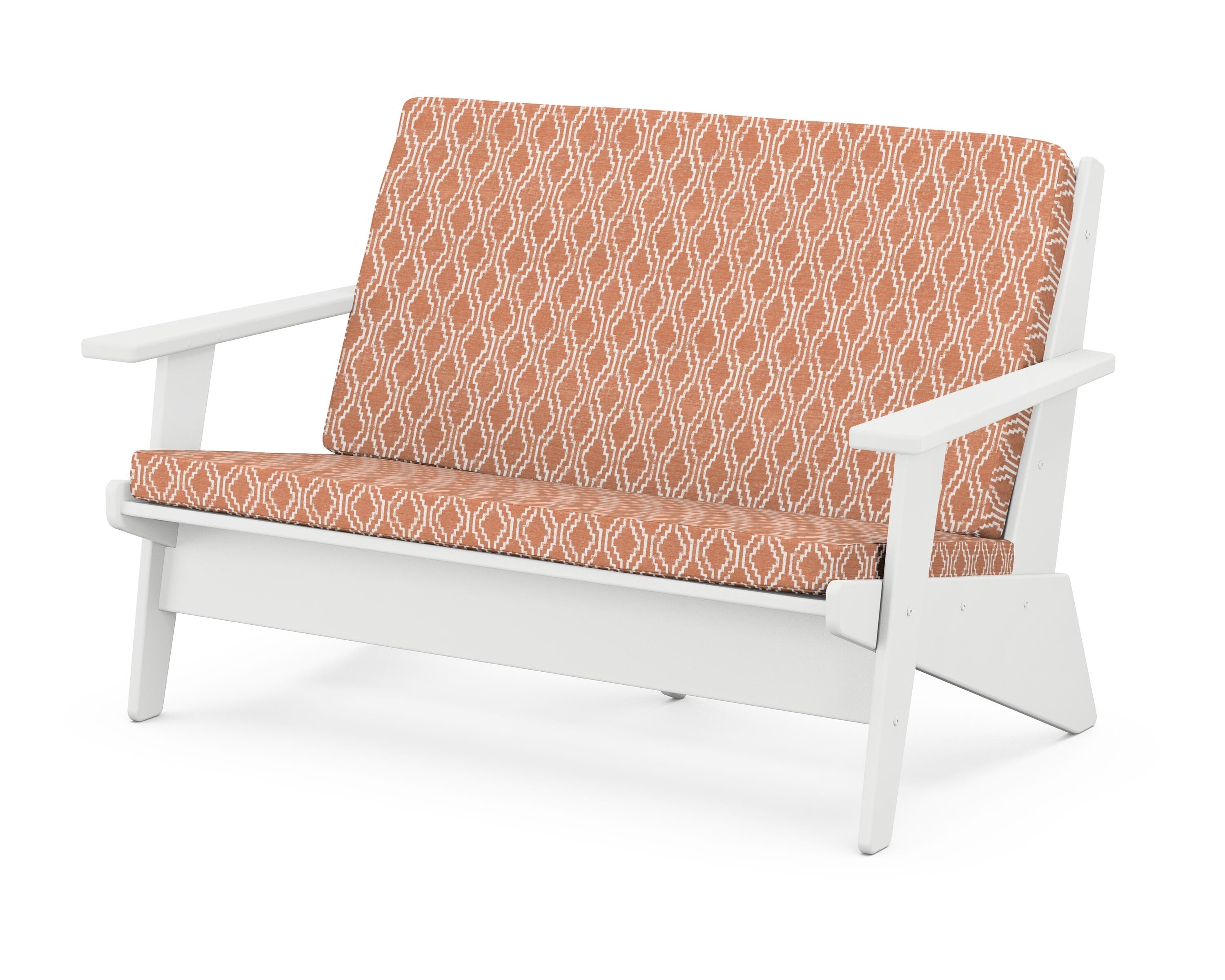 POLYWOOD® Riviera Modern Lounge Loveseat in White / Solve Clay