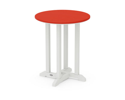 POLYWOOD® Contempo 24" Round Dining Table in White / Sunset Red