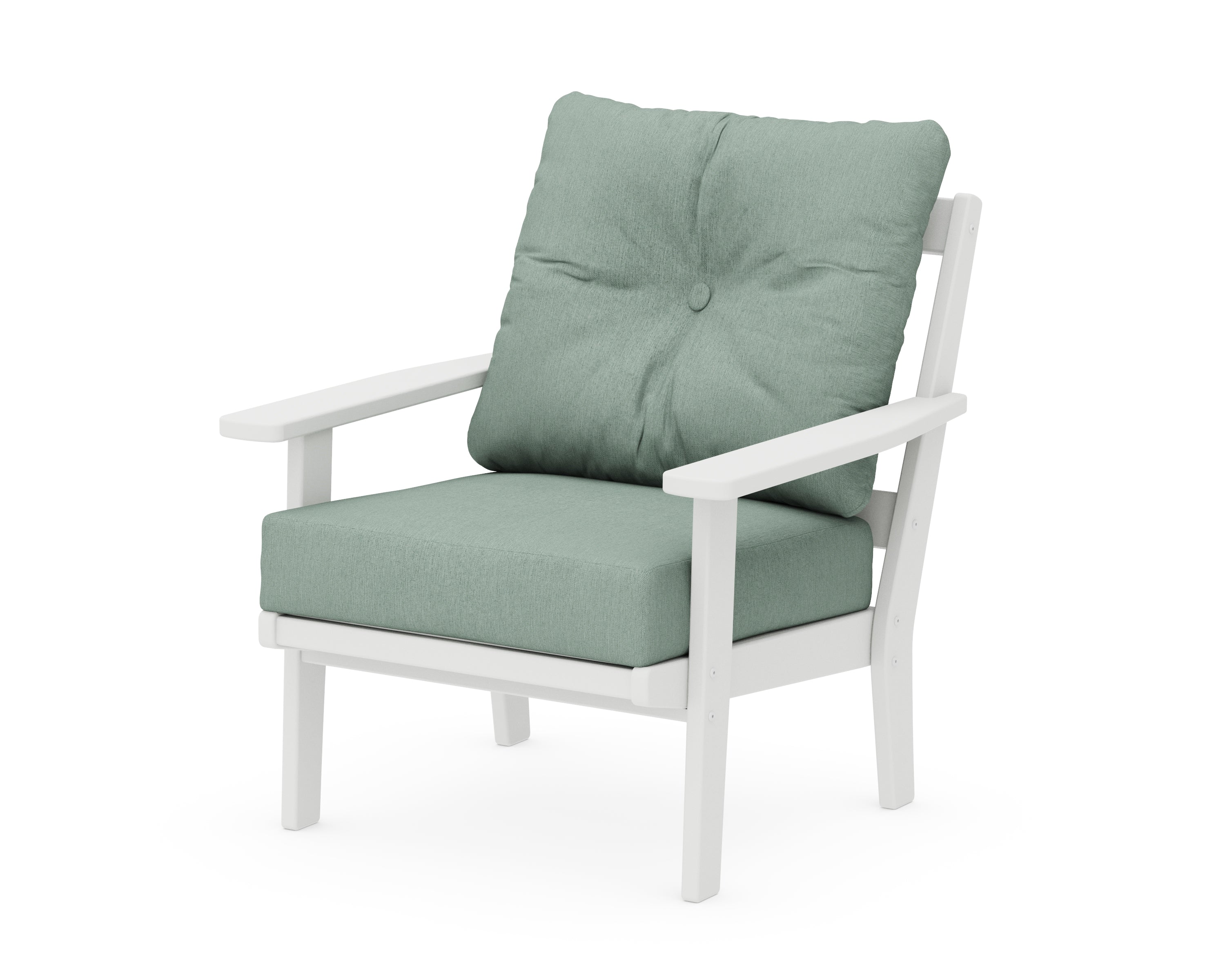 POLYWOOD® Oxford Deep Seating Chair in White / Glacier Spa