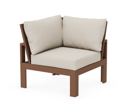 Unbranded Modular Corner Chair in Teak / Dune Burlap