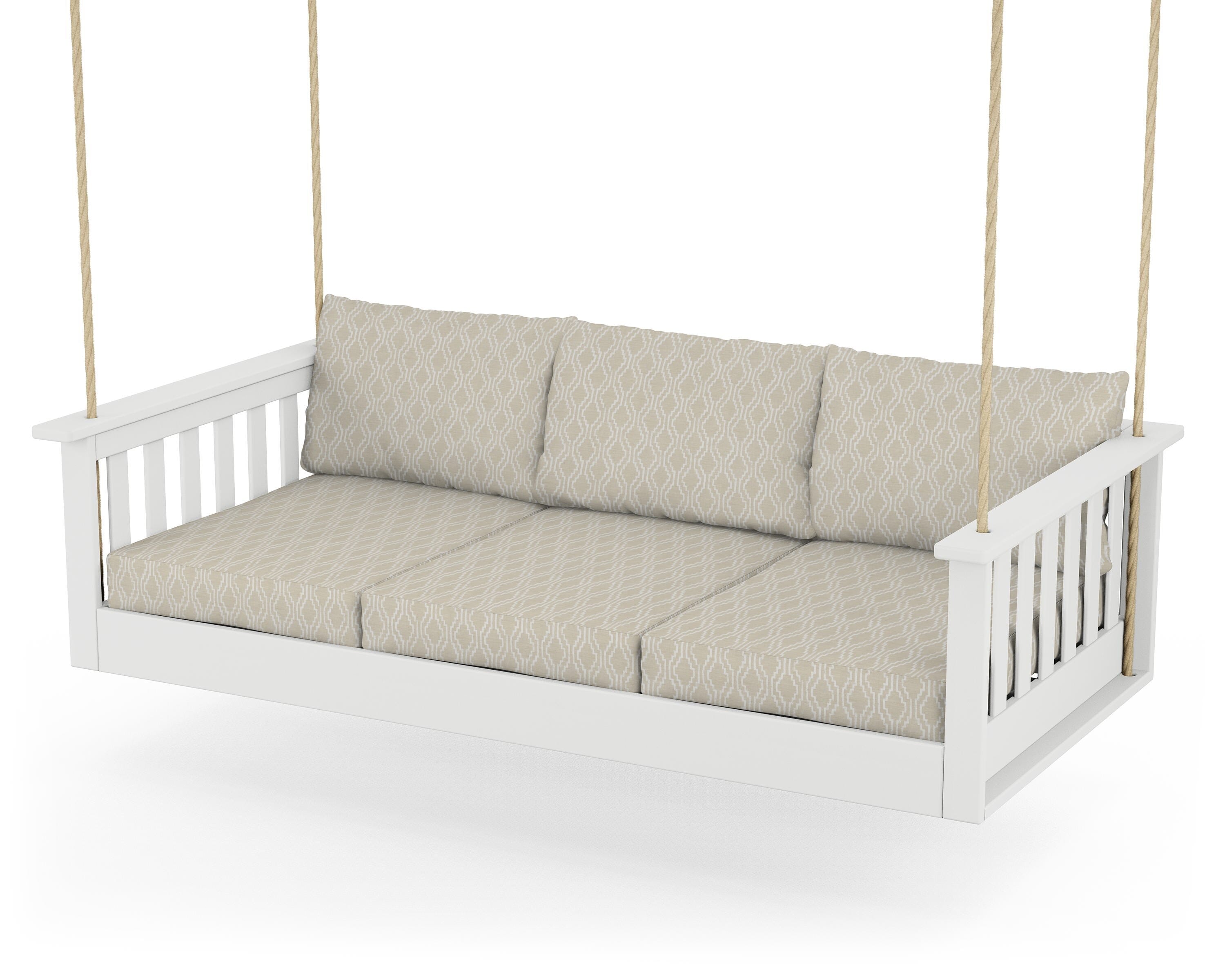 POLYWOOD® Vineyard Daybed Swing in White / Solve Linen