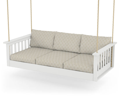POLYWOOD® Vineyard Daybed Swing in White / Solve Linen