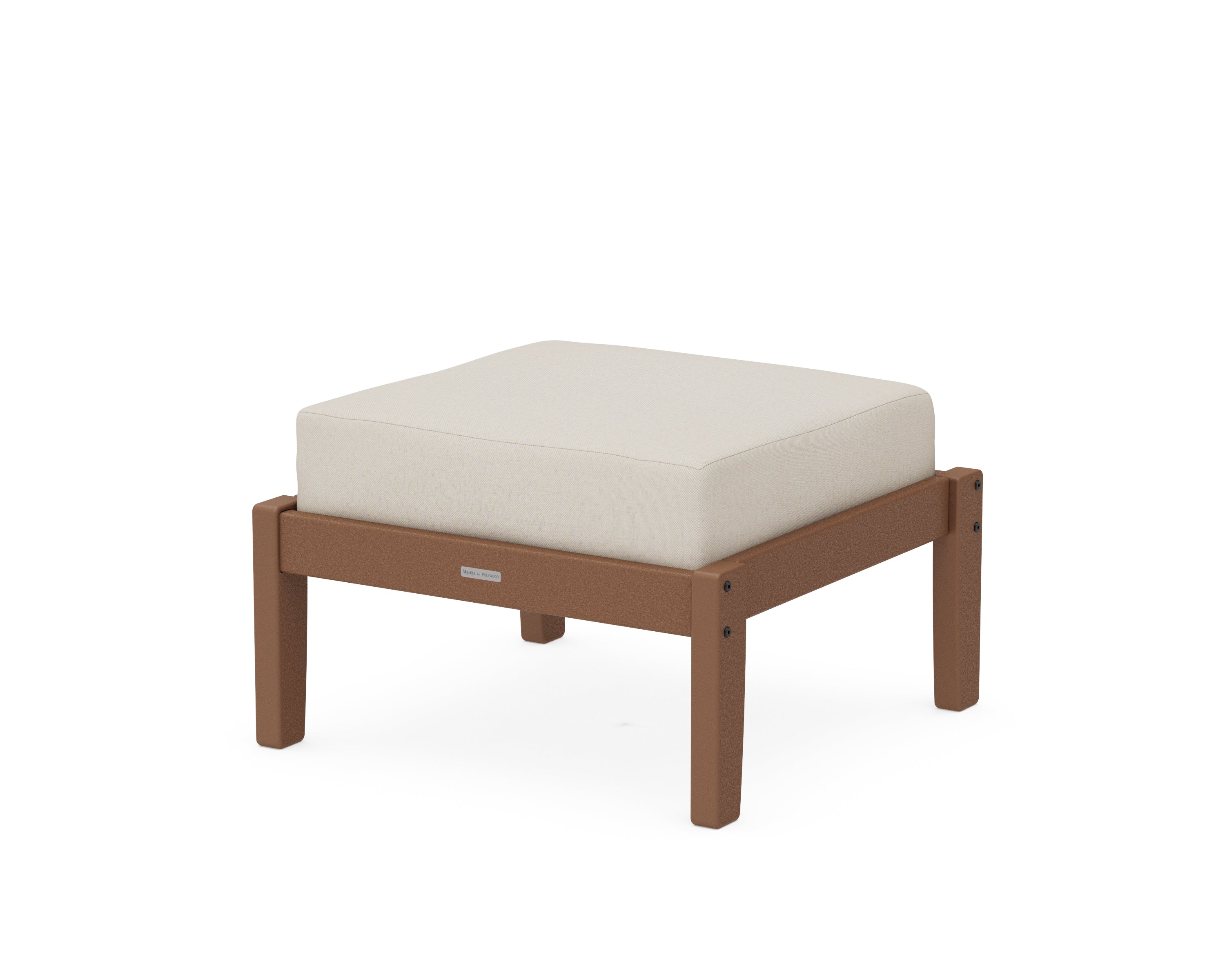 Martha Stewart by POLYWOOD® Chinoiserie Deep Seating Ottoman in Teak / Dune Burlap