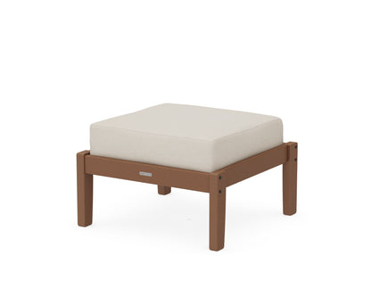 Martha Stewart by POLYWOOD® Chinoiserie Deep Seating Ottoman in Teak / Dune Burlap