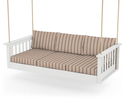 POLYWOOD® Vineyard Daybed Swing in White / Unwind Cameo