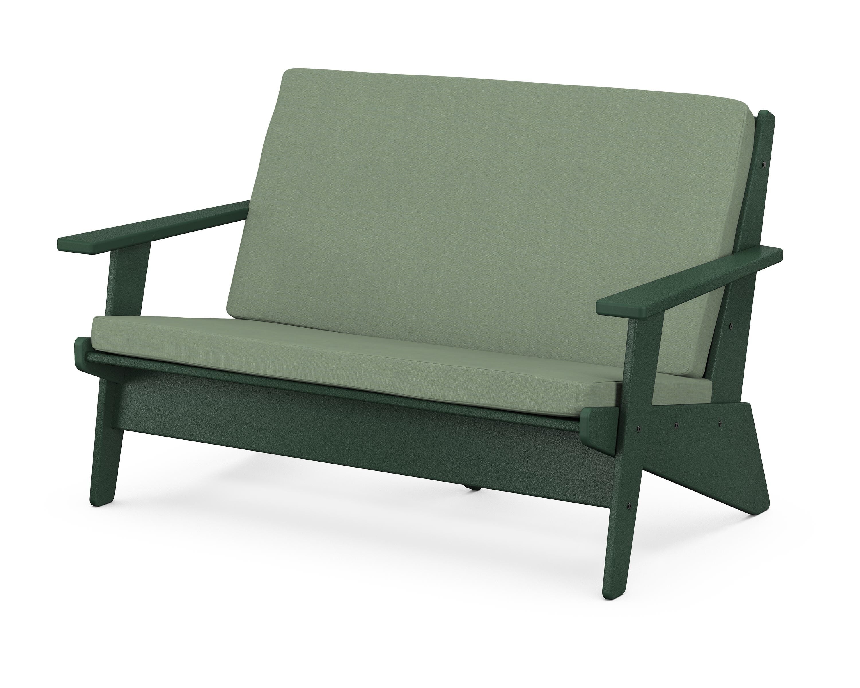 POLYWOOD® Riviera Modern Lounge Loveseat in Green / Exhale Rainwashed