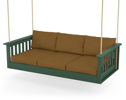 POLYWOOD® Vineyard Daybed Swing in Green / Exhale Teak