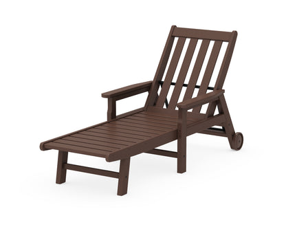 POLYWOOD® Vineyard Chaise with Arms and Wheels in Mahogany