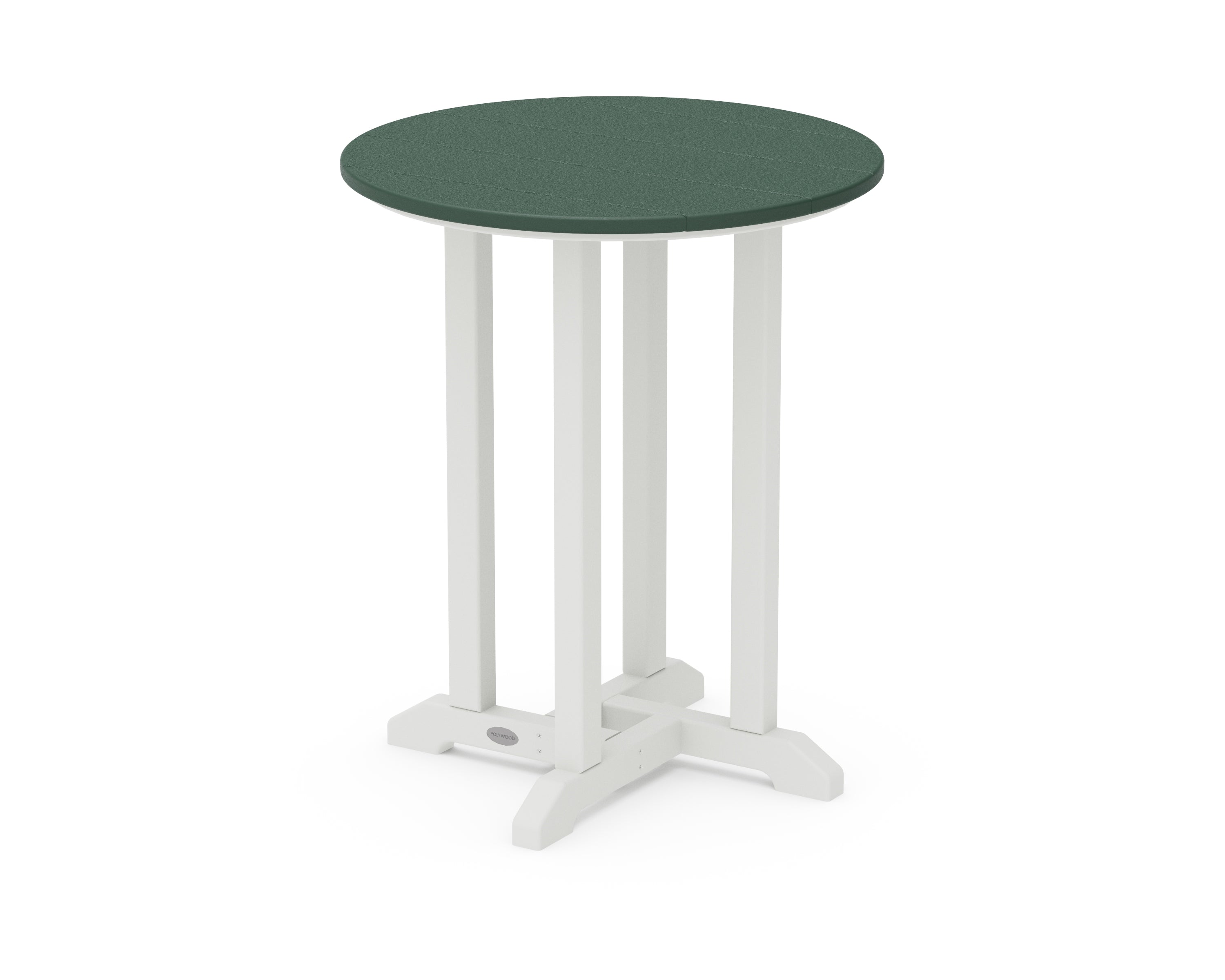 POLYWOOD® Contempo 24" Round Dining Table in White / Green