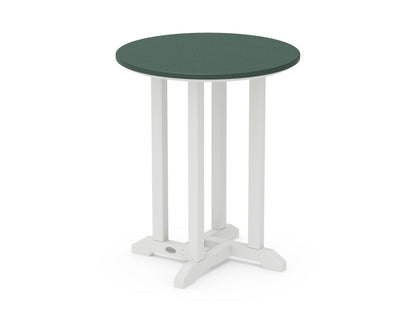 POLYWOOD® Contempo 24" Round Dining Table in White / Green