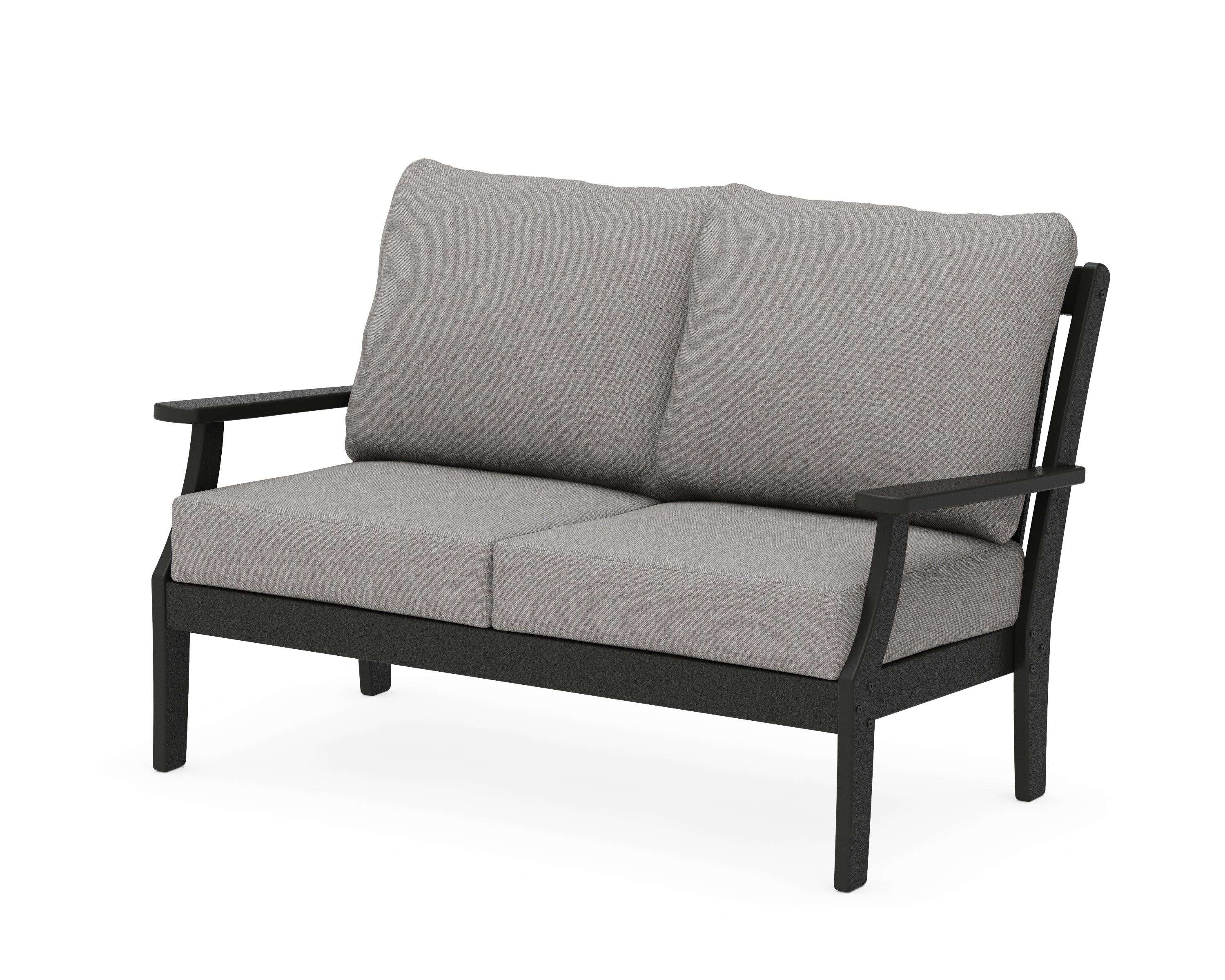 POLYWOOD® Braxton Deep Seating Loveseat in Black / Grey Mist