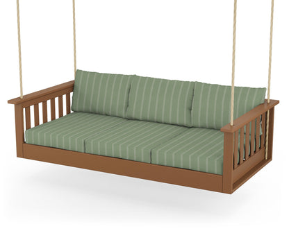 POLYWOOD® Vineyard Daybed Swing in Teak / Unwind Rainwashed