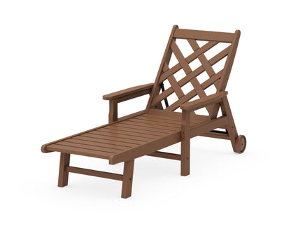 Country Living Wovendale Chaise with Arms and Wheels in Teak