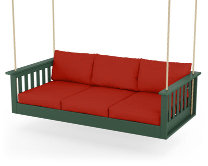 POLYWOOD® Vineyard Daybed Swing in Green / Canvas Jockey Red