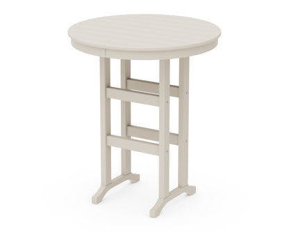 POLYWOOD® 36" Round Farmhouse Bar Table in Sand