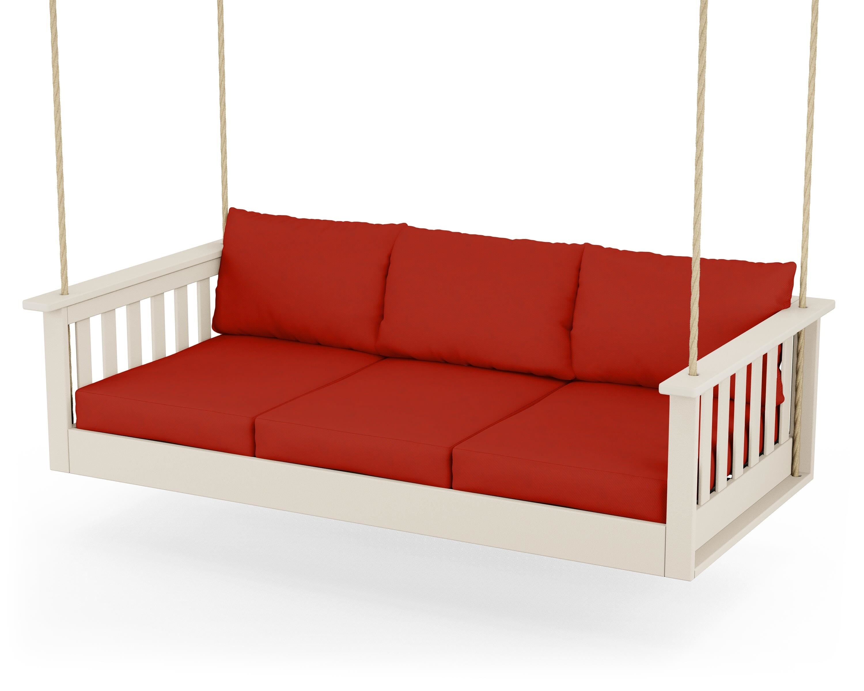 POLYWOOD® Vineyard Daybed Swing in Sand / Canvas Jockey Red