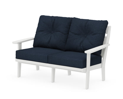 POLYWOOD® Lakeside Deep Seating Loveseat in White / Marine Indigo