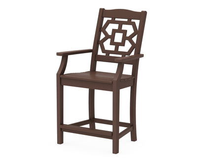 Martha Stewart by POLYWOOD® Chinoiserie Counter Arm Chair in Mahogany