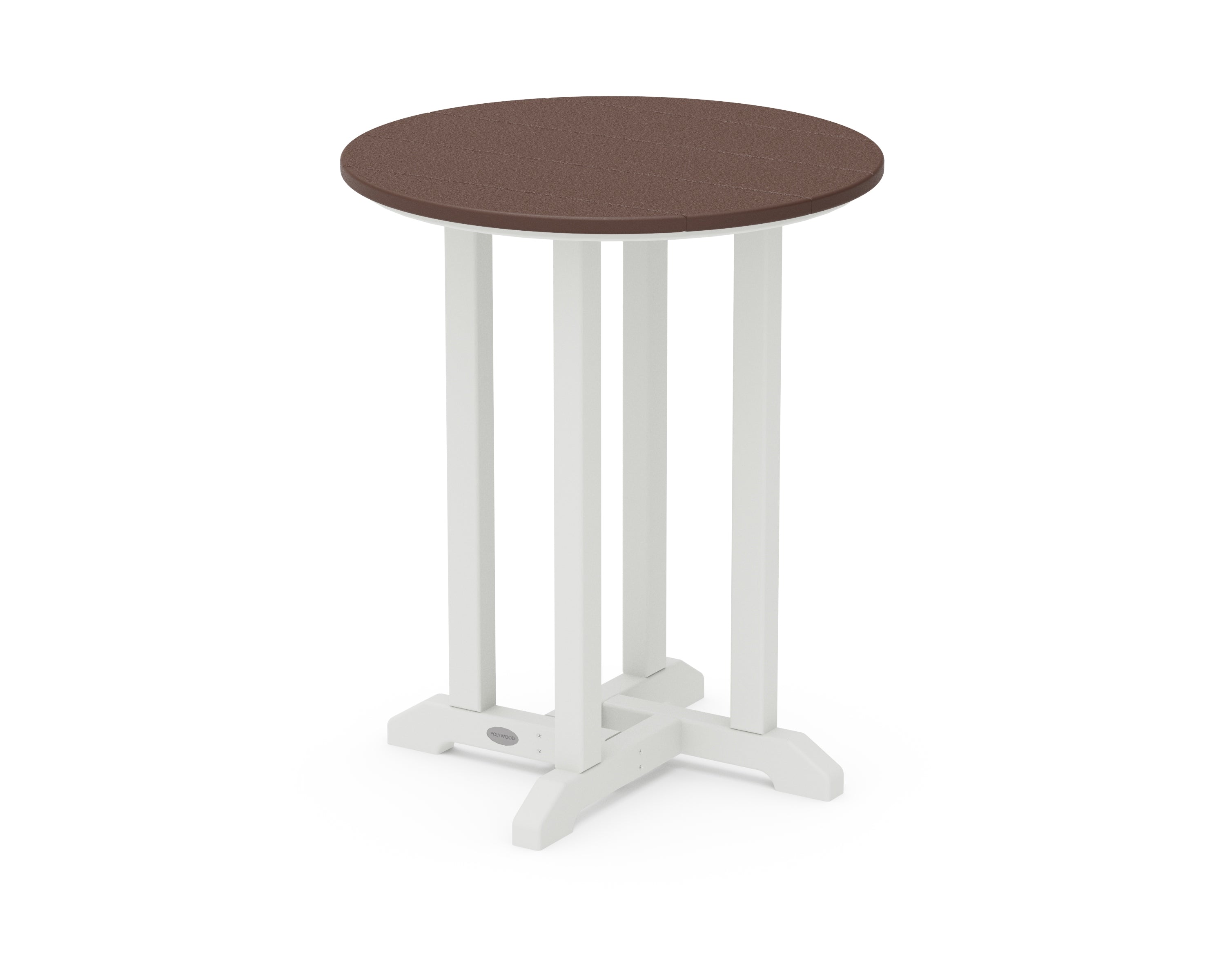 POLYWOOD® Contempo 24" Round Dining Table in White / Mahogany