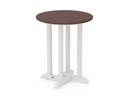 POLYWOOD® Contempo 24" Round Dining Table in White / Mahogany