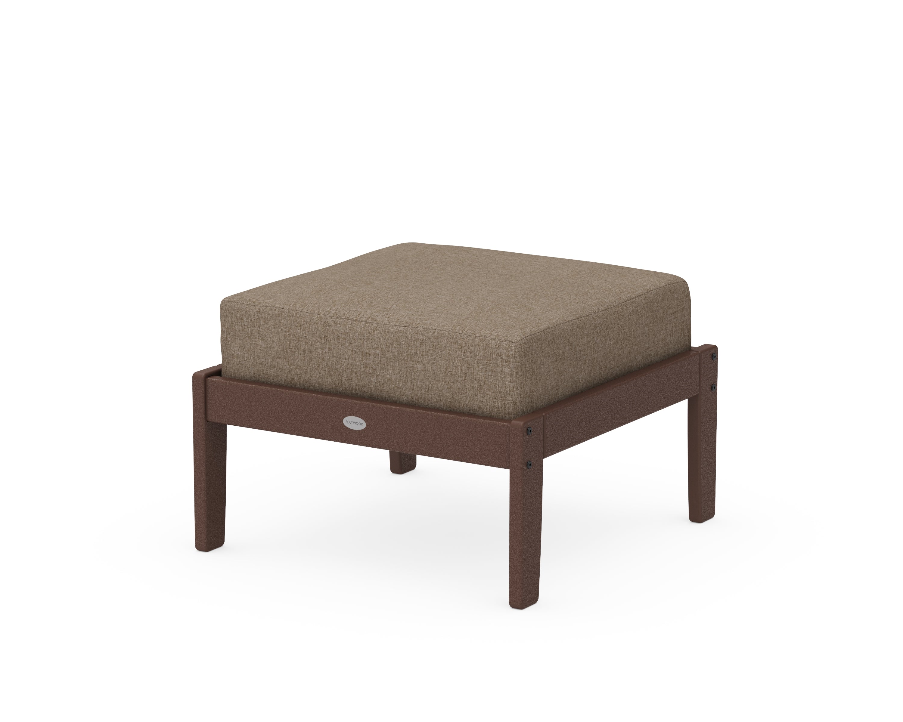 POLYWOOD® Braxton Deep Seating Ottoman in Mahogany / Spiced Burlap