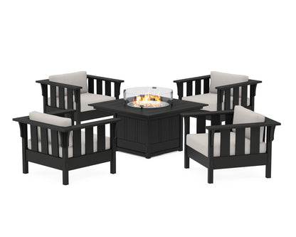 Martha Stewart by POLYWOOD® Acadia 5-Piece Deep Seating Set with Fire Pit Table in Black / Cast Ash