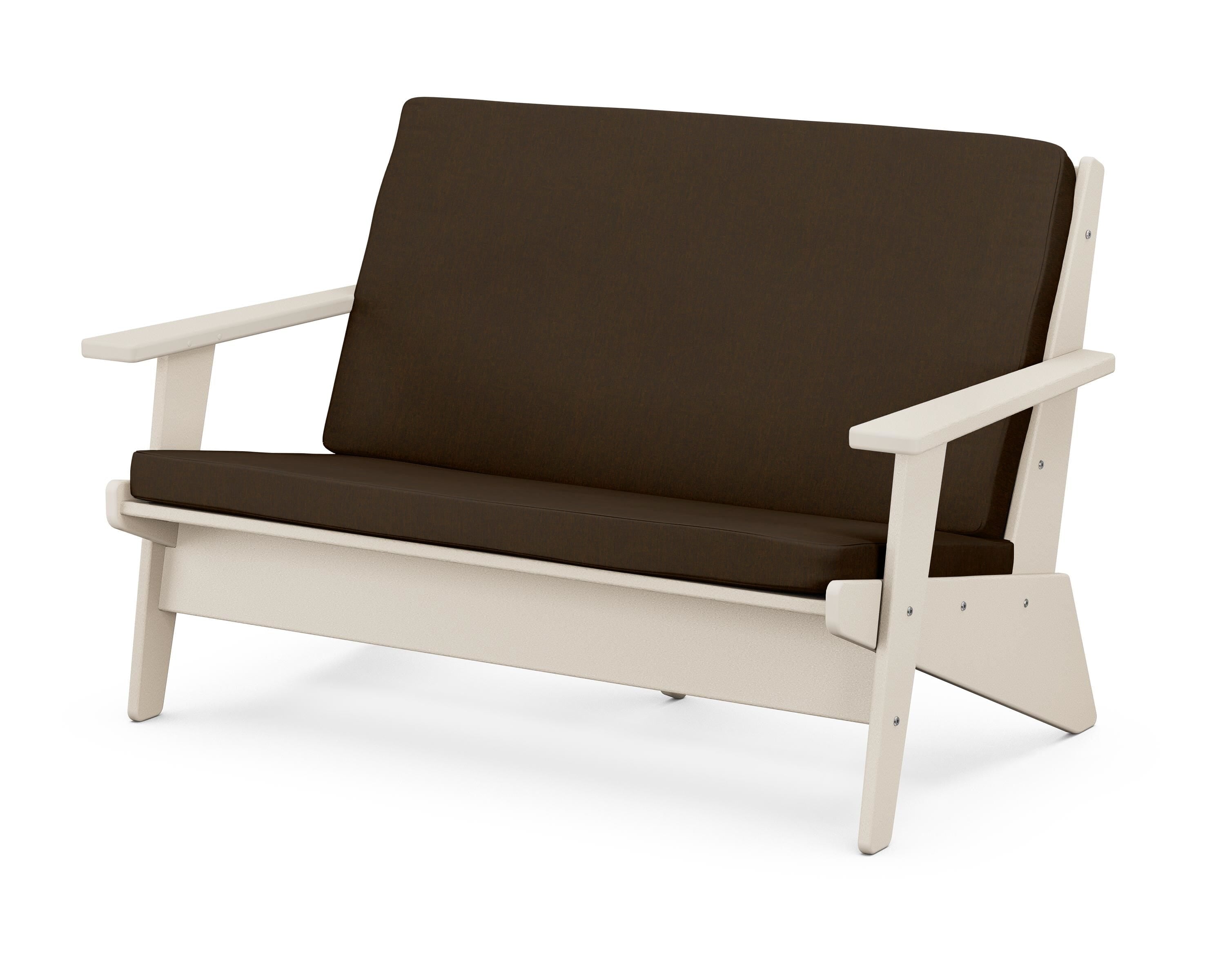 POLYWOOD® Riviera Modern Lounge Loveseat in Sand / Canvas Java
