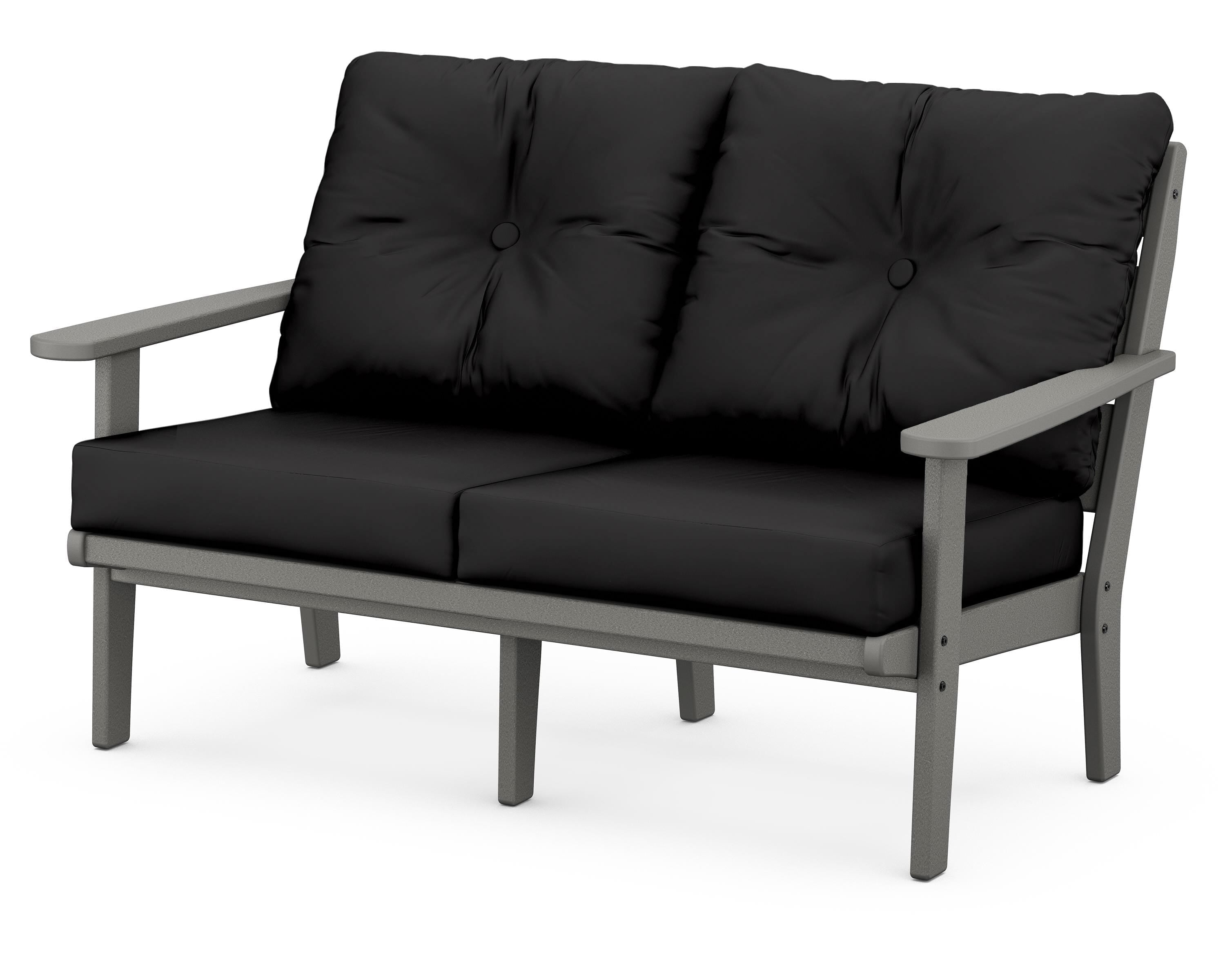 POLYWOOD® Lakeside Deep Seating Loveseat in Slate Grey / Canvas Black