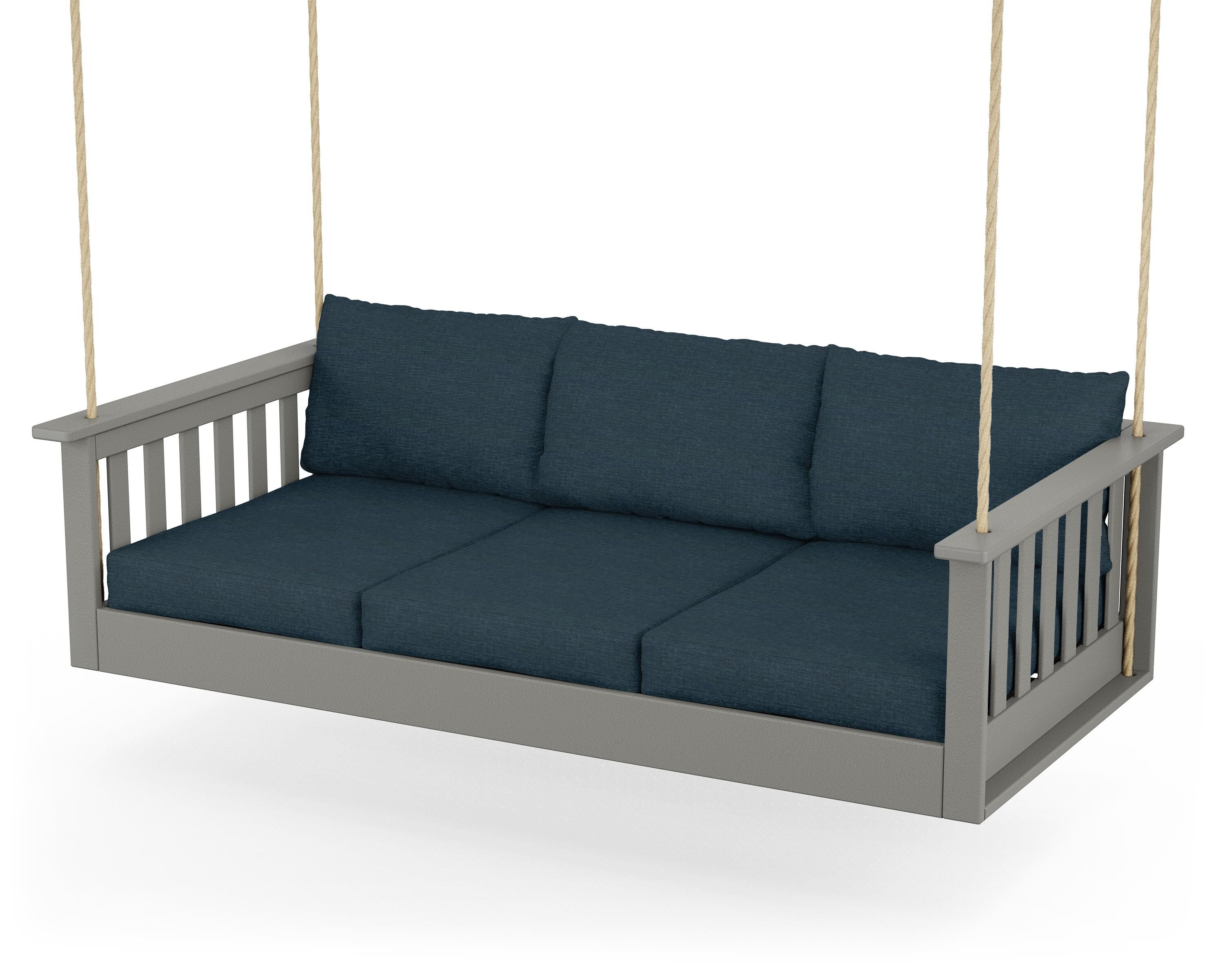 POLYWOOD® Vineyard Daybed Swing in Slate Grey / Platform Indigo