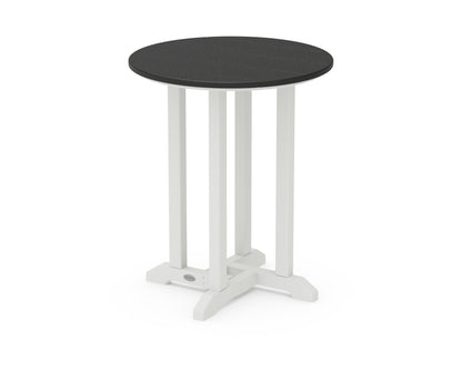POLYWOOD® Contempo 24" Round Dining Table in White / Black