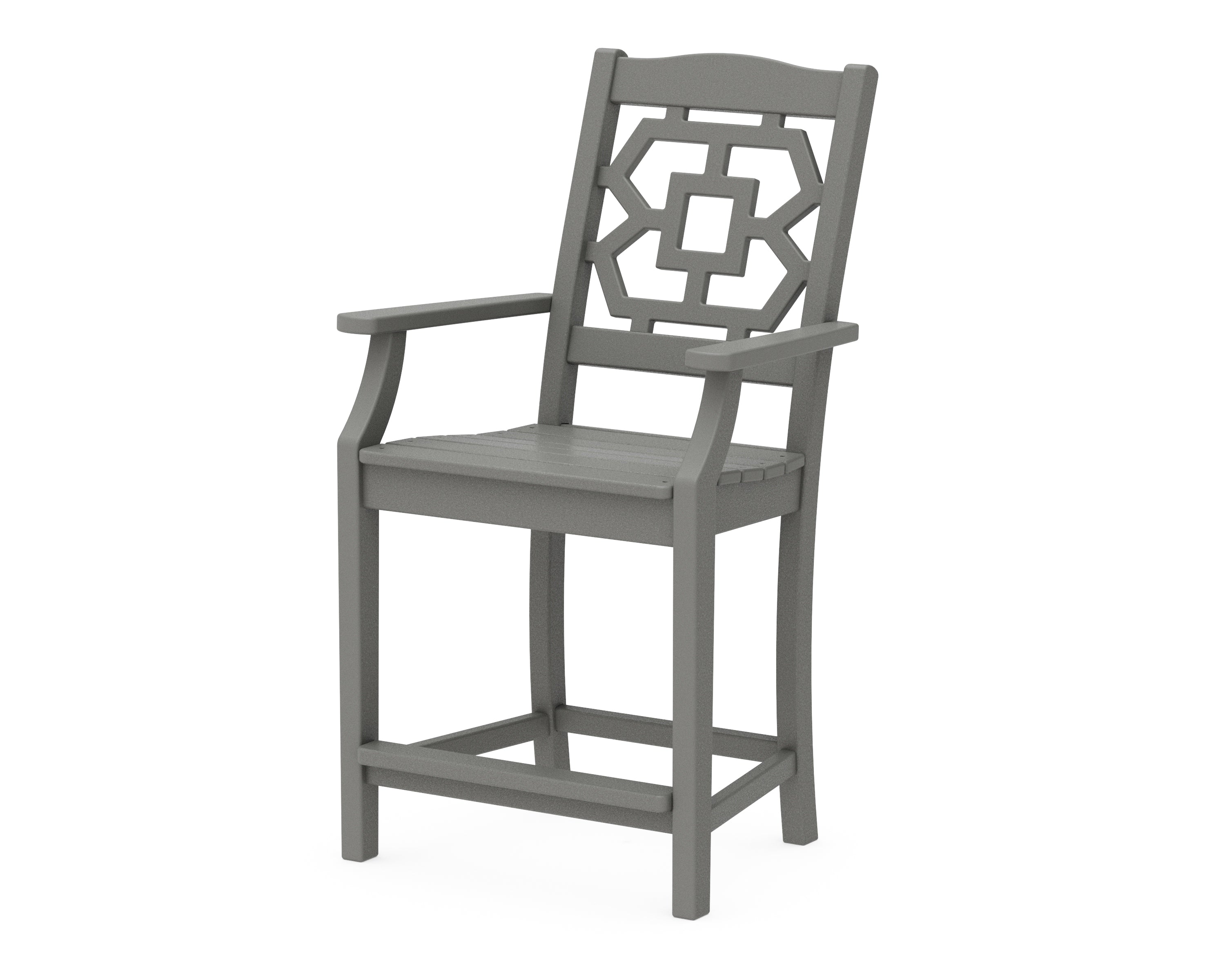 Martha Stewart by POLYWOOD® Chinoiserie Counter Arm Chair in Slate Grey